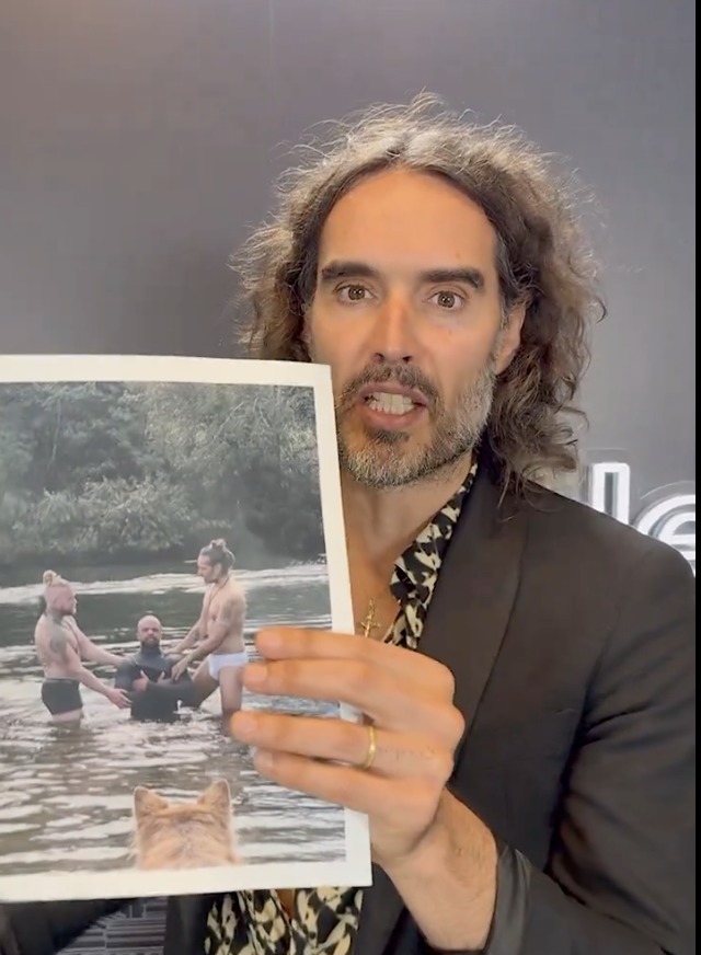 Russell Brand defends performing baptism in underwear: ‘Are these tighty-whities satanic?’