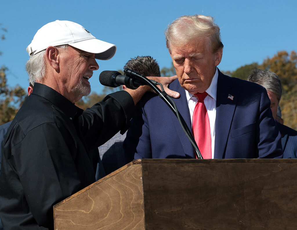 Christian business owner prays over Trump, sees hurricane as catalyst for community healing